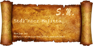 Stánicz Melitta névjegykártya